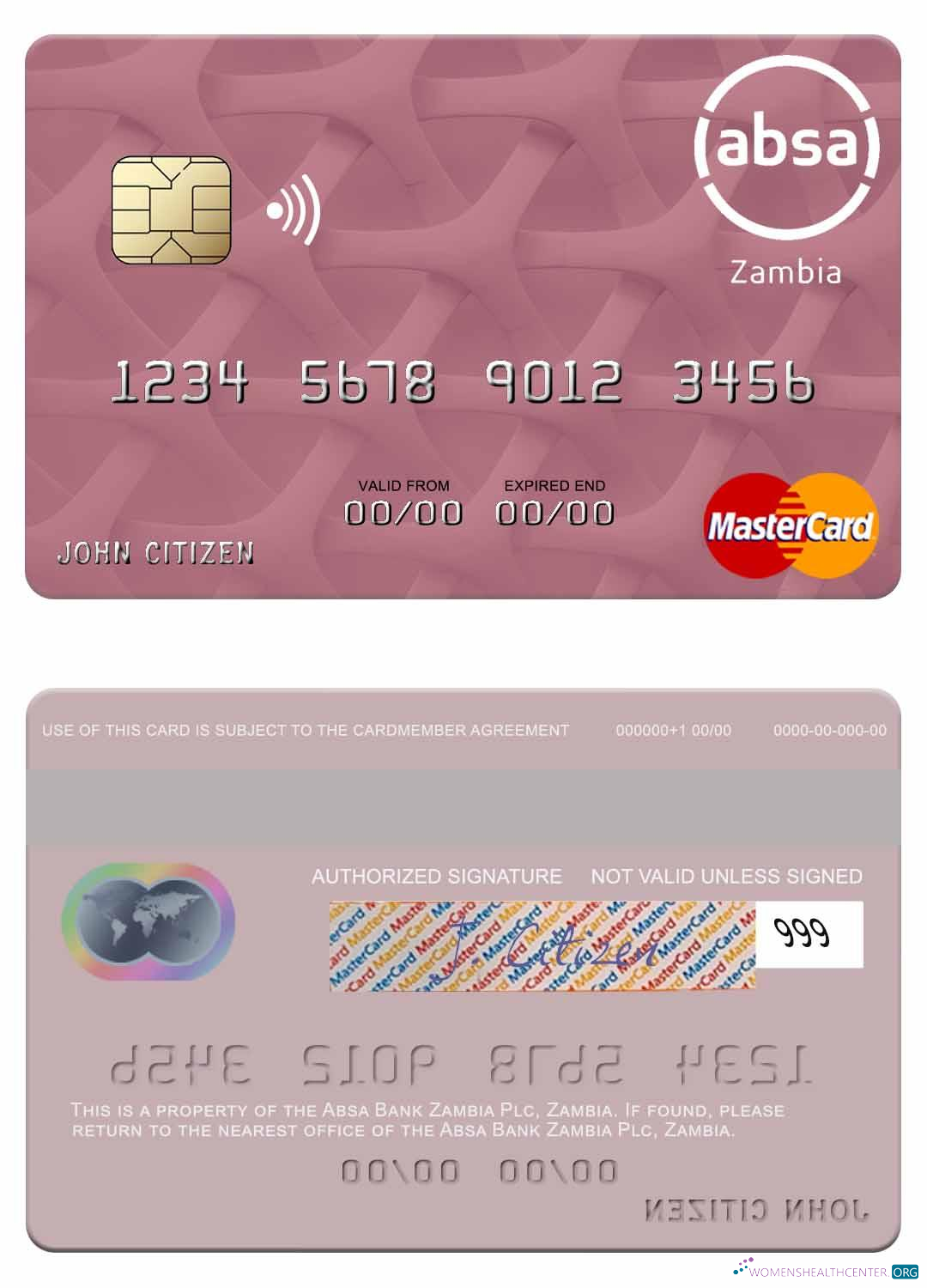Download Zambia Absa Bank Zambia Plc mastercard Photoshop template